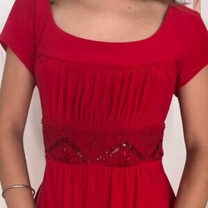 vintage beautiful bisou bisou red beaded dress